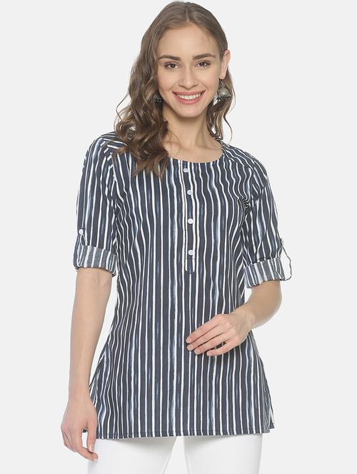 striped straight kurti - 17027277 - Standard Image - 1