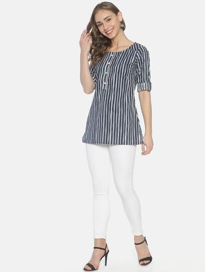 striped straight kurti - 17027277 - Standard Image - 4