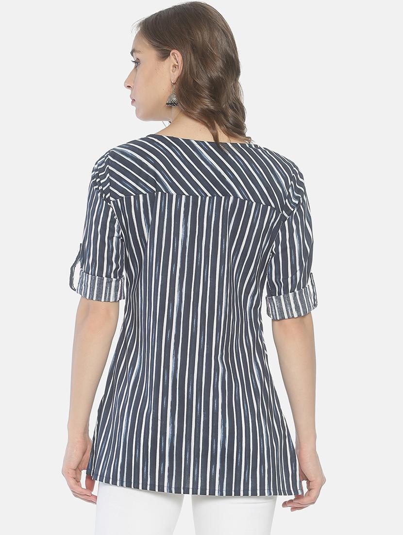 striped straight kurti - 17027277 - Zoom Image - 3