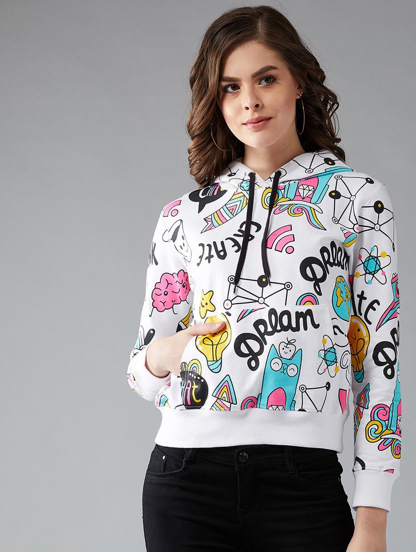 white cotton hoodies sweatshirt - 17027289 - Zoom Image - 1