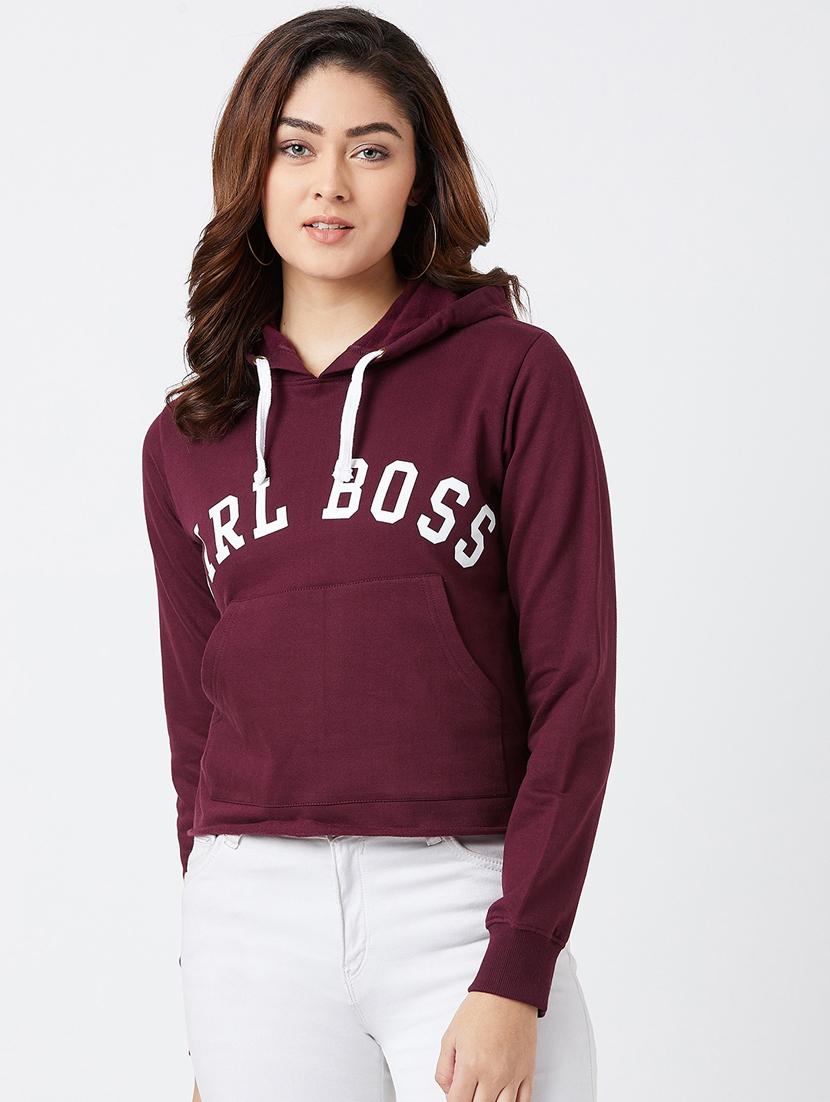 maroon cotton hoodies sweatshirt - 17027295 - Zoom Image - 1
