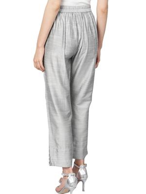 silver silk blend tapered pant - 17027581 - Standard Image - 3