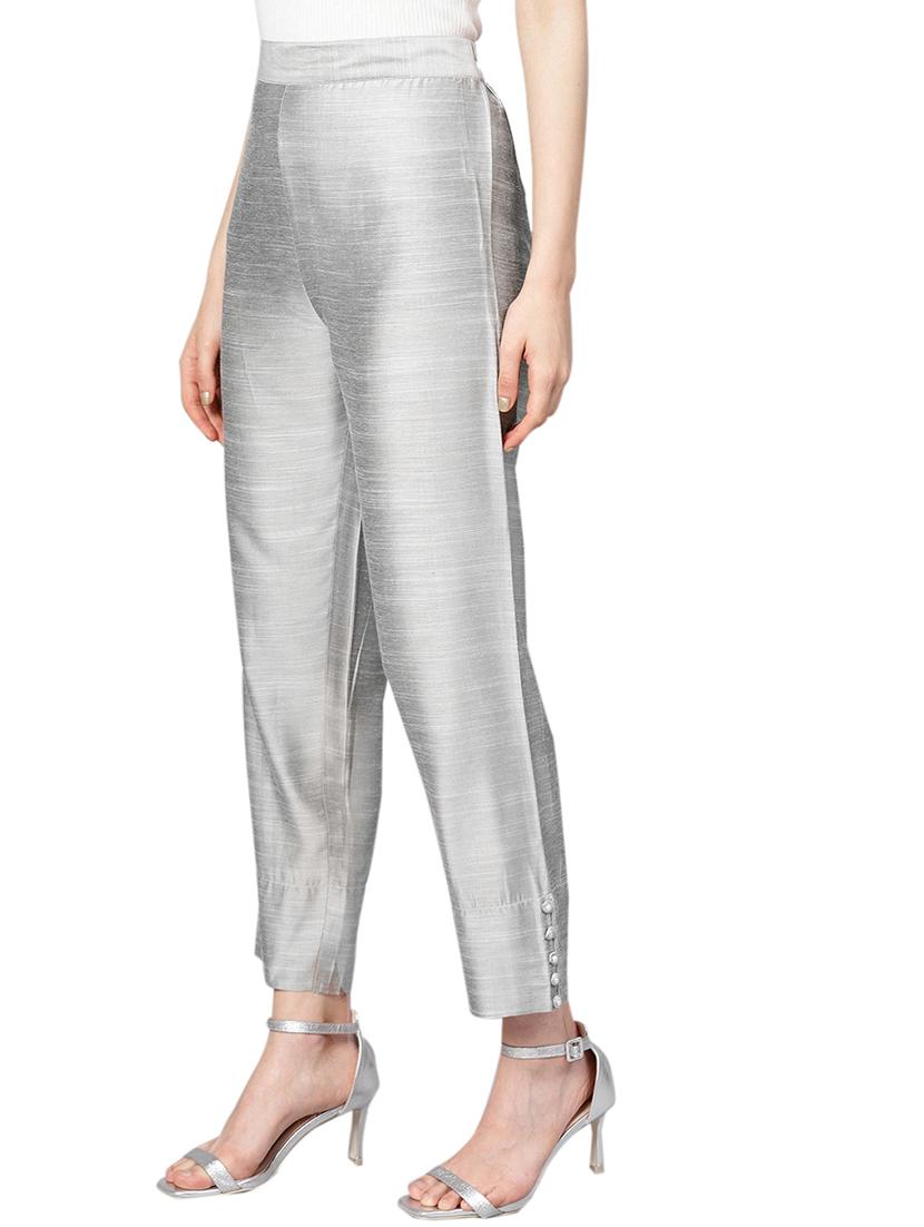 silver silk blend tapered pant - 17027581 - Zoom Image - 2