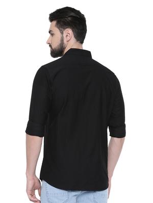 black solid casual shirt - 17027662 - Standard Image - 3
