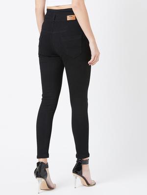high rise solid jeans - 17027686 - Standard Image - 3