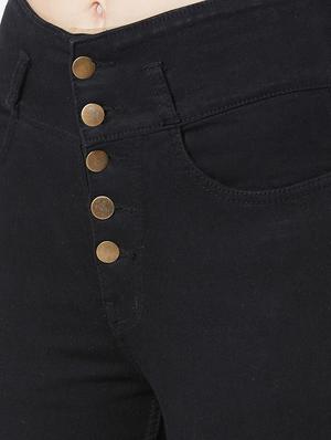 high rise solid jeans - 17027686 - Standard Image - 5