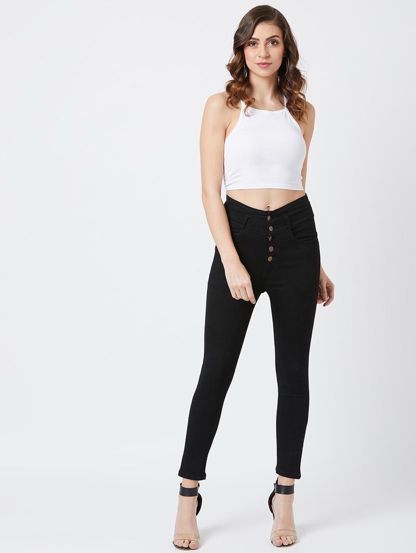 high rise solid jeans - 17027686 - Zoom Image - 4
