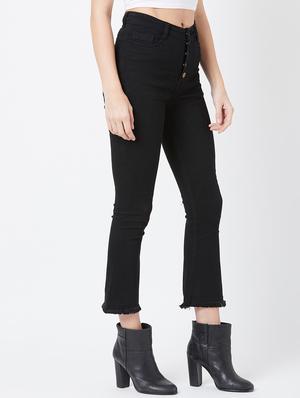 frayed hem high rise jeans - 17027687 - Standard Image - 2