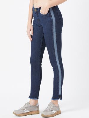 side tape frayed hem jeans - 17027691 - Standard Image - 2