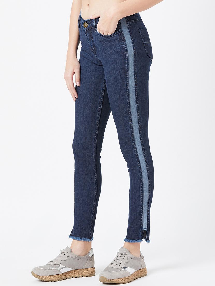 side tape frayed hem jeans - 17027691 - Zoom Image - 2