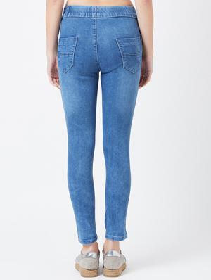drawstring waist stone washed jeans - 17027693 - Standard Image - 3