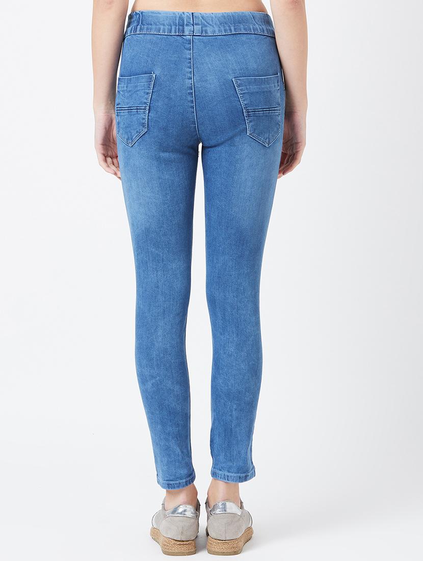 drawstring waist stone washed jeans - 17027693 - Zoom Image - 3