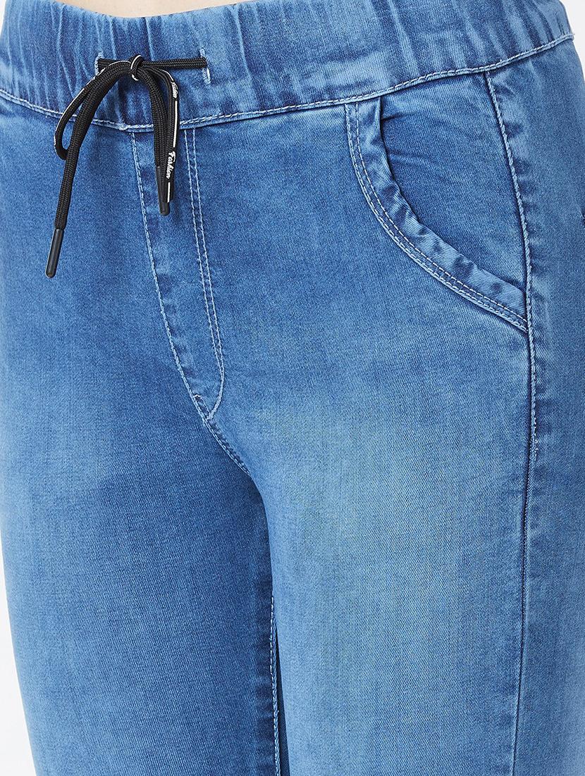 drawstring waist stone washed jeans - 17027693 - Zoom Image - 5