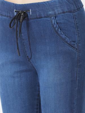 drawstring waist stone washed jeans - 17027694 - Standard Image - 5