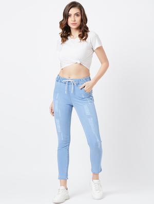 drawstring waist distressed jeans - 17027695 - Standard Image - 4