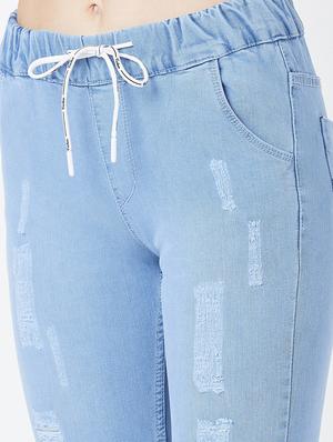 drawstring waist distressed jeans - 17027695 - Standard Image - 5