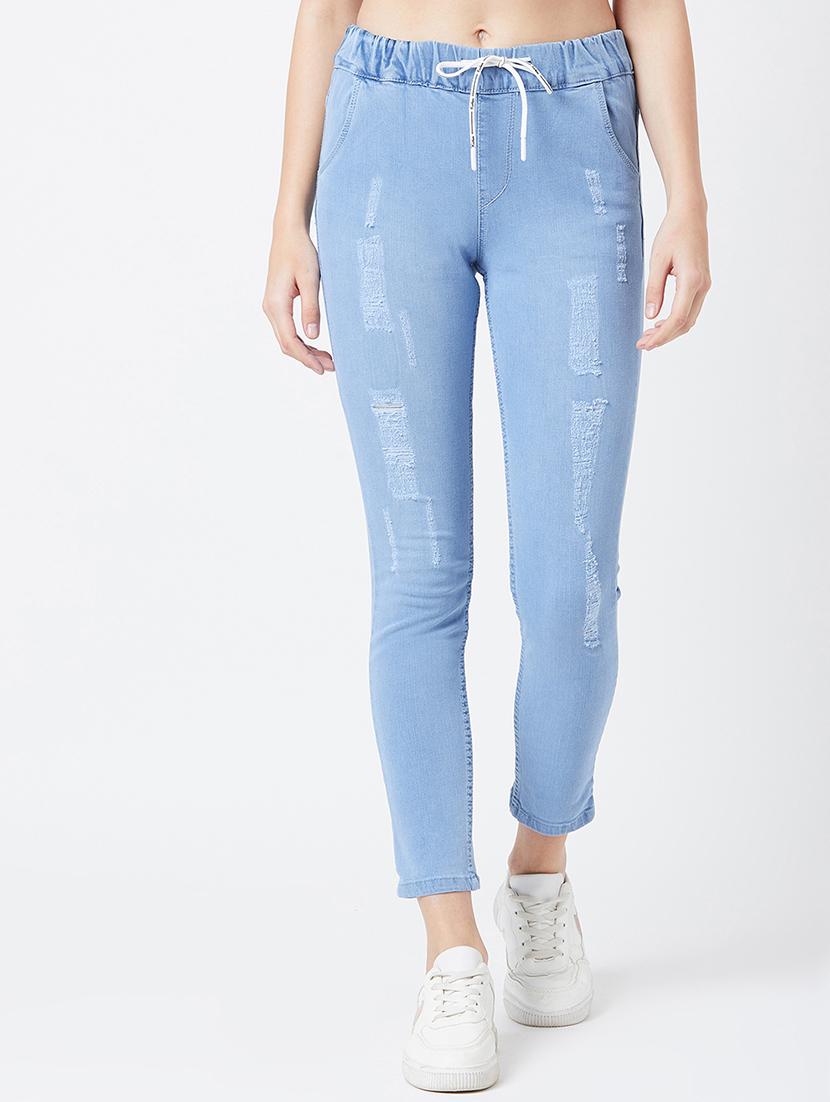 drawstring waist distressed jeans - 17027695 - Zoom Image - 1