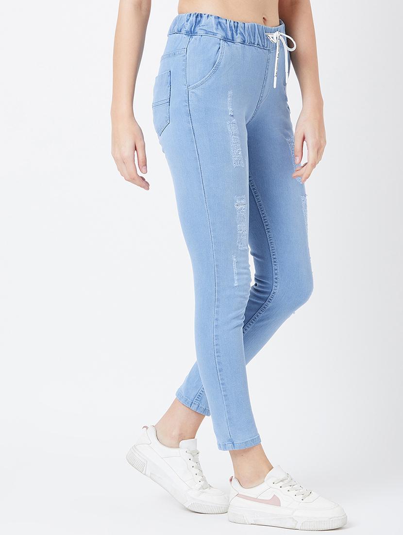 drawstring waist distressed jeans - 17027695 - Zoom Image - 2