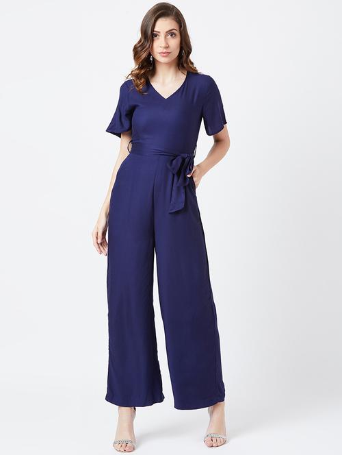 tie front full leg jumpsuit - 17027701 - Standard Image - 1