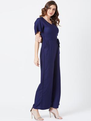 tie front full leg jumpsuit - 17027701 - Standard Image - 2
