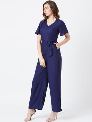 tie front full leg jumpsuit - 17027701 - Standard Image - 3
