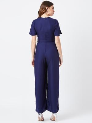 tie front full leg jumpsuit - 17027701 - Standard Image - 4