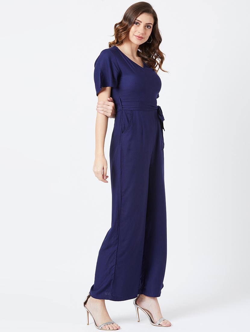 tie front full leg jumpsuit - 17027701 - Zoom Image - 2