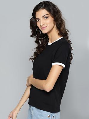 contrast piped round neck tee - 17028254 - Standard Image - 2