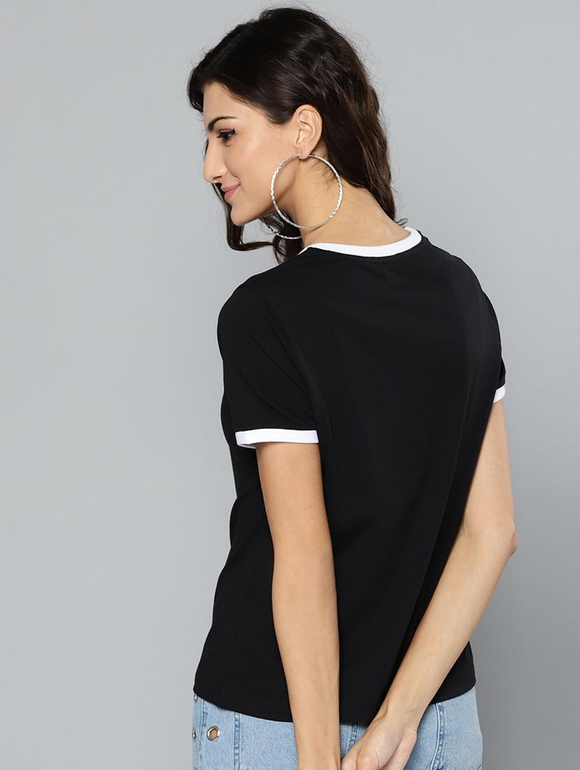 contrast piped round neck tee - 17028254 - Zoom Image - 3