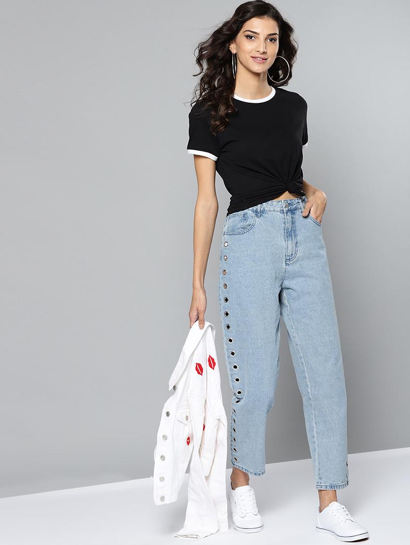 contrast piped round neck tee - 17028254 - Zoom Image - 4