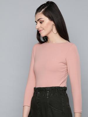 boat neck solid tee - 17028256 - Standard Image - 2