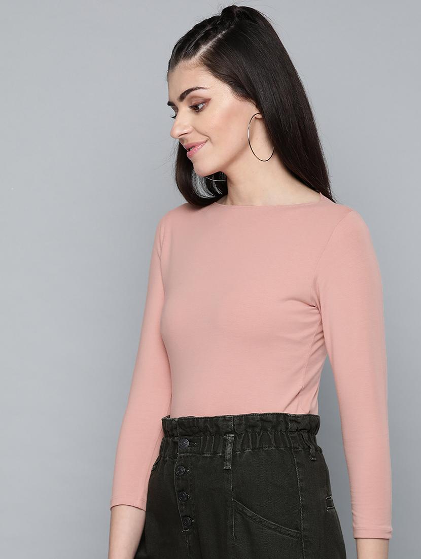 boat neck solid tee - 17028256 - Zoom Image - 2