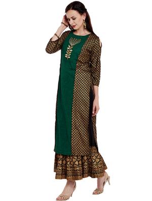 printed layered kurta with jacket - 17028581 - Standard Image - 2