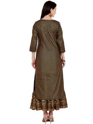 printed layered kurta with jacket - 17028581 - Standard Image - 3