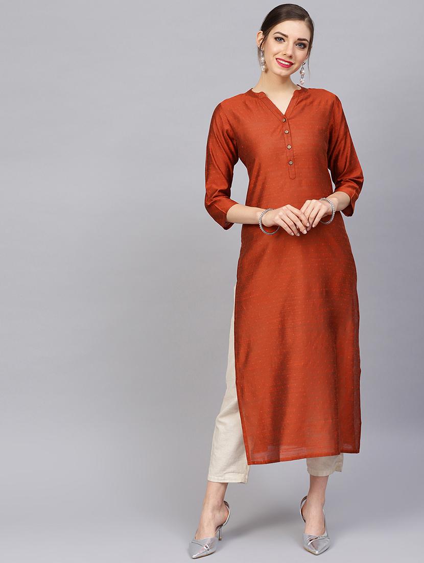 dobby art silk straight kurta - 17028596 - Zoom Image - 1