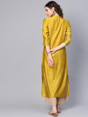 solid art silk straight kurta - 17028600 - Standard Image - 2