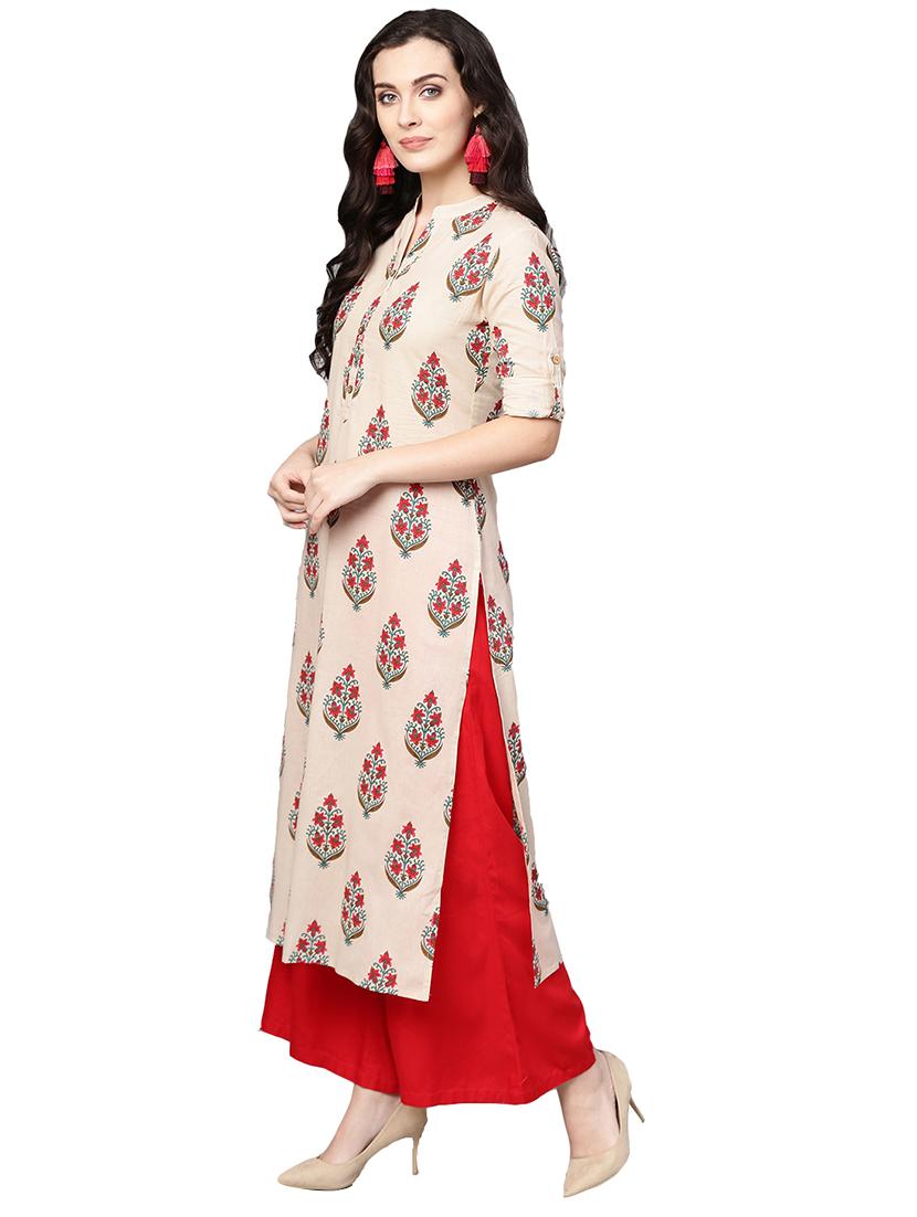 printed straight kurta - 17028604 - Zoom Image - 2