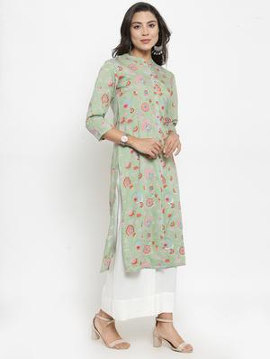 floral straight kurta - 17028633 - Standard Image - 3