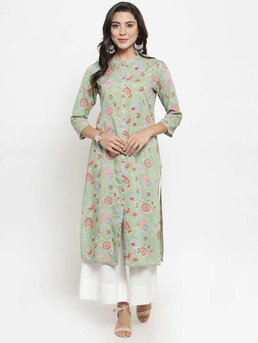 floral straight kurta - 17028633 - Zoom Image - 1