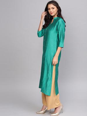 dobby art silk straight kurta - 17028654 - Standard Image - 2