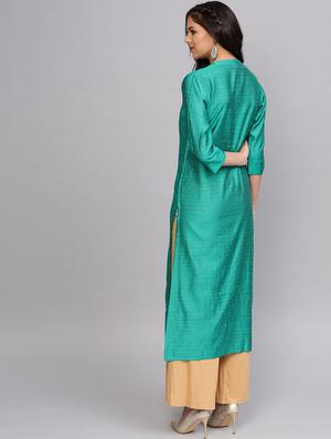 dobby art silk straight kurta - 17028654 - Standard Image - 3