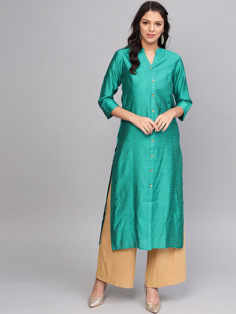 dobby art silk straight kurta - 17028654 - Zoom Image - 1