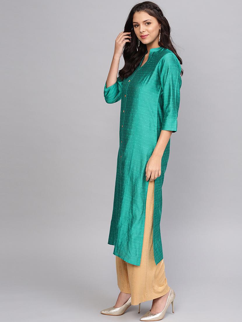 dobby art silk straight kurta - 17028654 - Zoom Image - 2