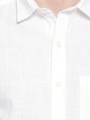 white solid cotton linen casual shirt - 17028963 - Standard Image - 5