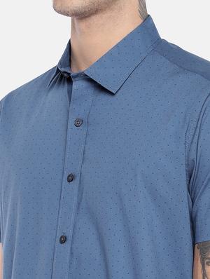 blue polka dot print casual shirt - 17029793 - Standard Image - 5
