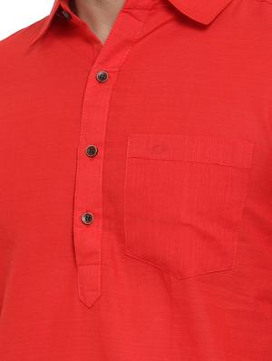 red cotton pathani kurta - 17030361 - Standard Image - 5