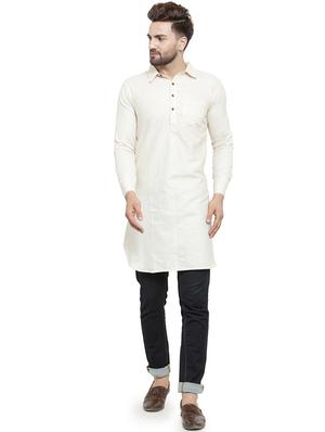 white cotton pathani kurta - 17030363 - Standard Image - 4
