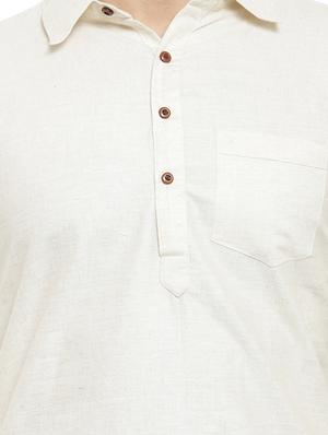 white cotton pathani kurta - 17030363 - Standard Image - 5