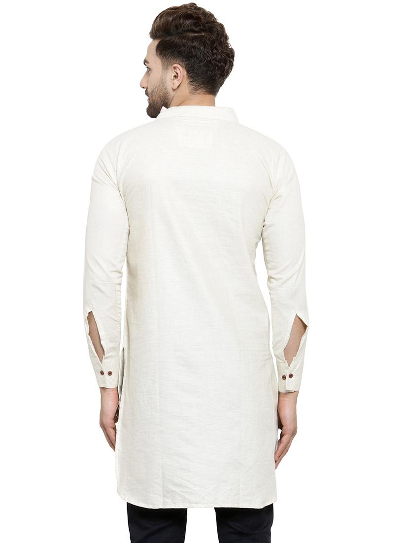 white cotton pathani kurta - 17030363 - Zoom Image - 3