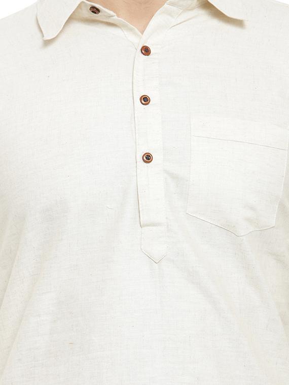 white cotton pathani kurta - 17030363 - Zoom Image - 5